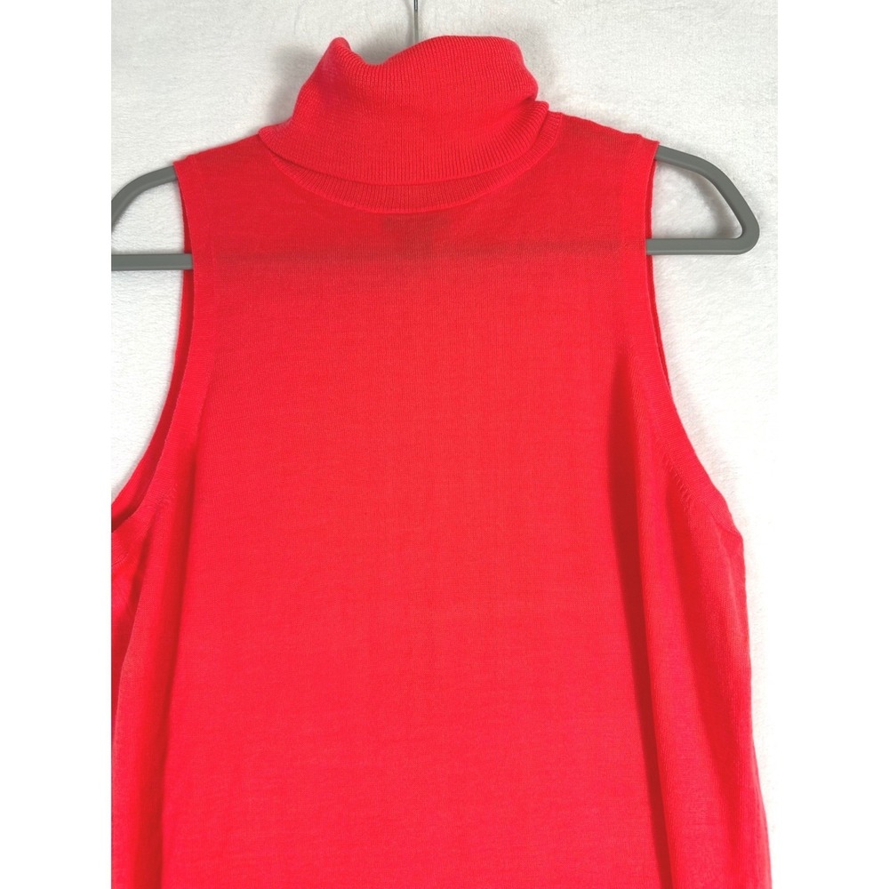 Halogen Sleeveless Merino Wool Sweater Tank S Coral Orange Turtleneck Resort - Picture 4 of 7